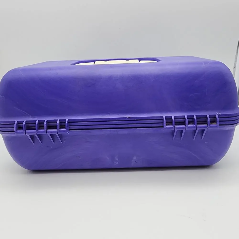 Vintage 90s Caboodles Makeup Case Purple Swirl Mirror Slide Out Trays 3 Tier USA